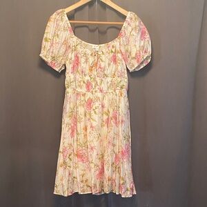 Blu Pepper Floral Dress with Puff Sleeves